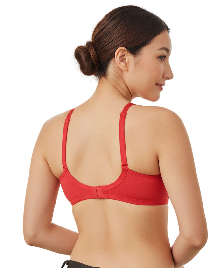 DOUBLE LAYERED NON-PADDED NON-WIRED MULTIWAY COTTON BRA-CHERRY