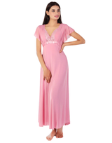 2 PIECE LACY NECK LONG NIGHTY -BABY PINK