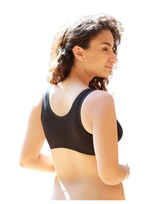 Plus Size Cotton Wire-free Darted Cup Front Open Bra - BLACK