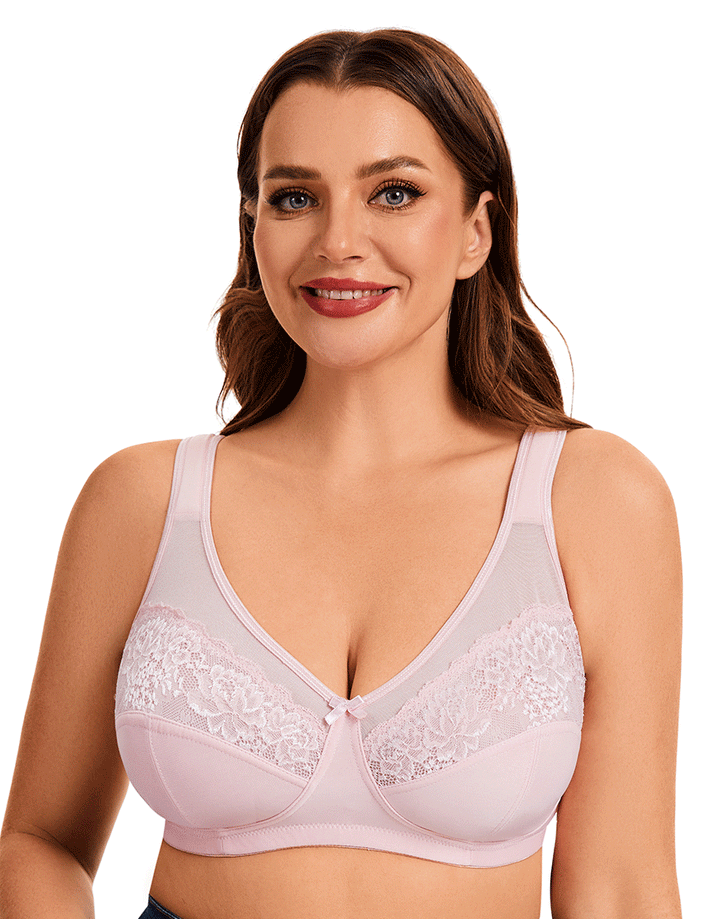 Plus Quattro Support Full-Coverage Wirefree Bra With Side Shaping Panels And Cushioned Straps-QUARTZ PINK