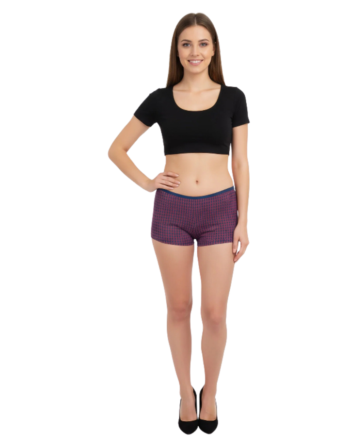 SUPER SOFT PACK OF 2 BOY SHORTS COTTON BRIEFS-DAISY PRINT+GEOMETRIC