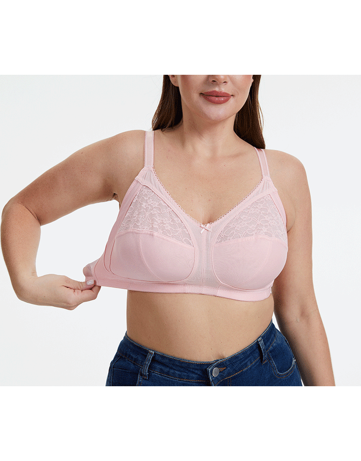 Plus Quattro Support Full-Coverage Wirefree Bra With Side Shaping Panels-QUARTZ PINK
