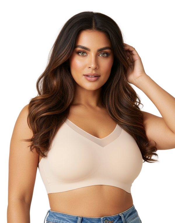 LASER CUT SUPER SOFT BRA WITH WIDE STRAPS - SKIN
