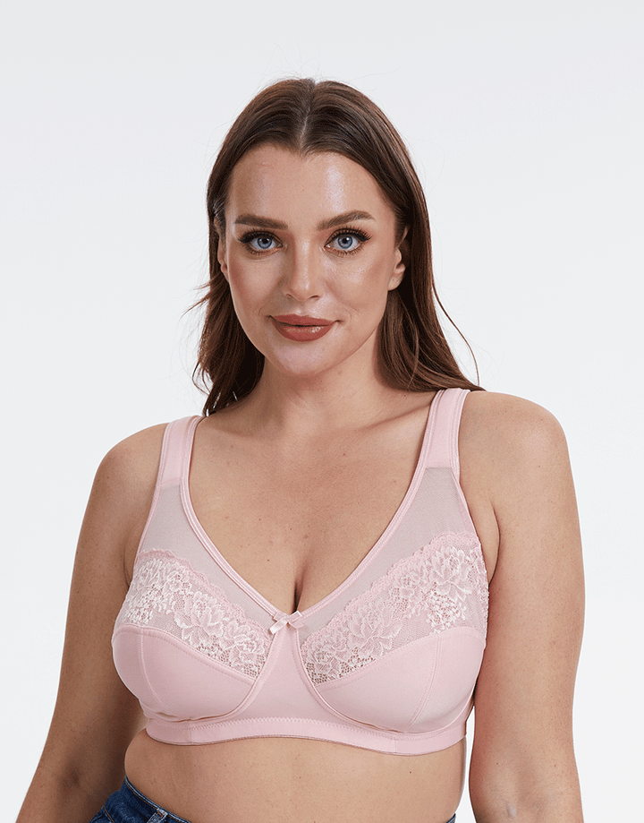 Plus Quattro Support Full-Coverage Wirefree Bra With Side Shaping Panels And Cushioned Straps-QUARTZ PINK
