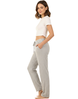 TAHARI STRAIGHTLEG SLEEP PANTS WITH SLIT POCKET-HEATHER GREY
