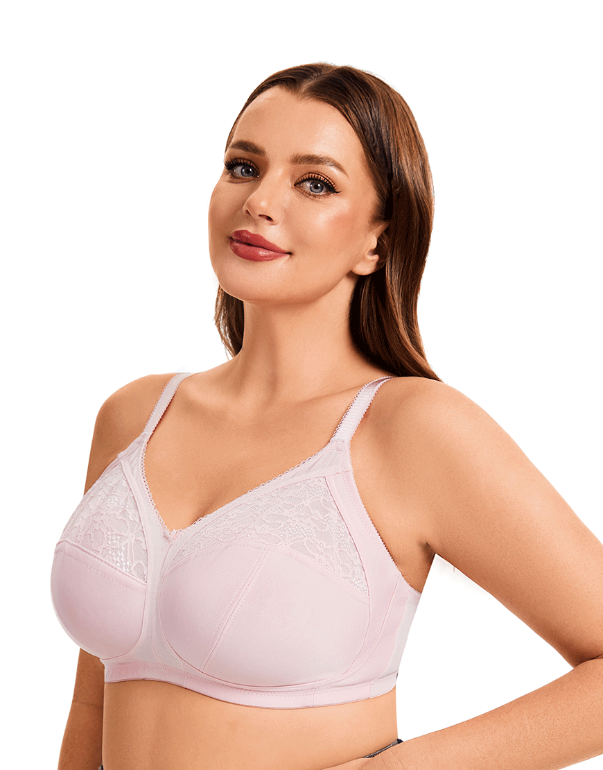 Plus Quattro Support Full-Coverage Wirefree Bra With Side Shaping Panels-QUARTZ PINK