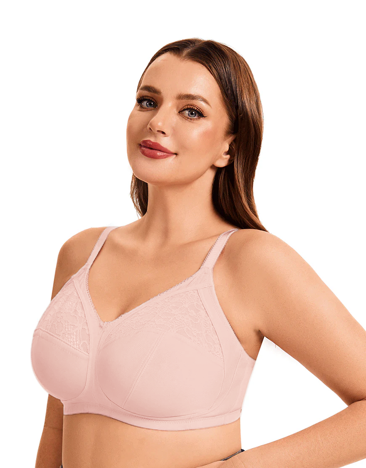 Plus Quattro Support Full-Coverage Wirefree Bra With Side Shaping Panels-QUARTZ PINK