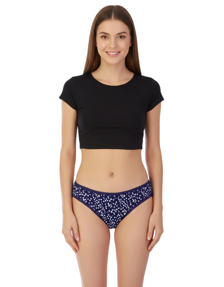 PACK OF 5 SUPER SOFT COTTON STRETCH PRINTED BIKINI BRIEFS -PALM