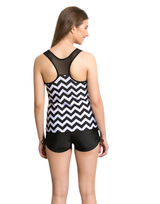 PADDED TANKINI SET-BLACK N PRINT