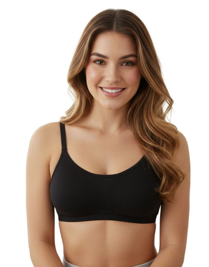 ALL DAY COMFORT NON-PADDED NON-WIRED SUPIMA COTTON BRA-BLACK