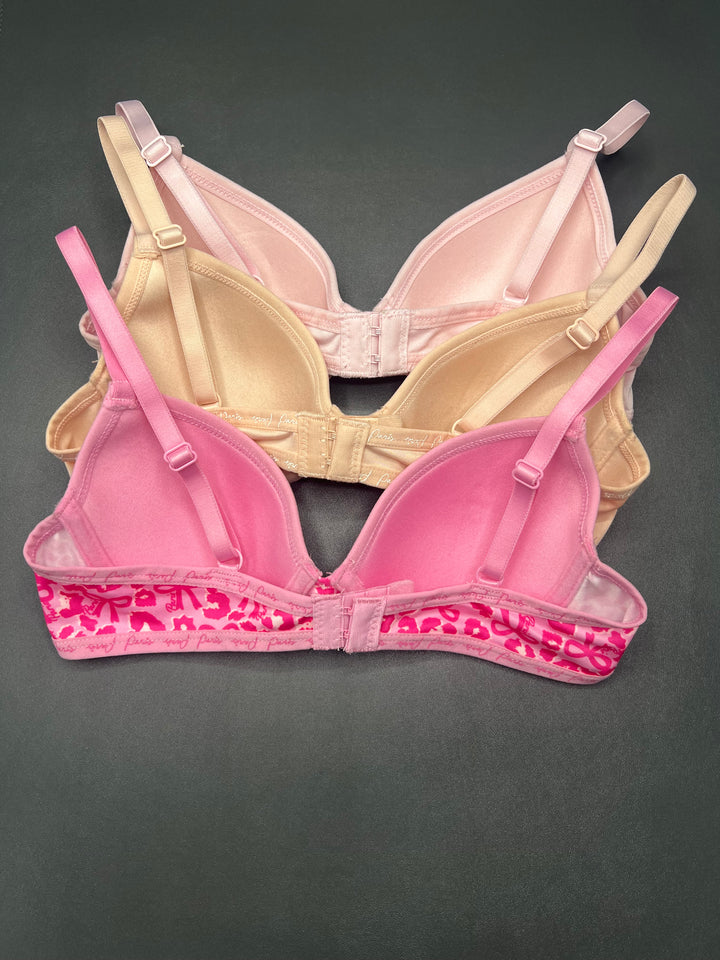 LOSHA GIRL PACK OF 3 COTTON WIRED LIGHTLY PADDED BRAS-VPINK/SKIN/BPINK/WHITE