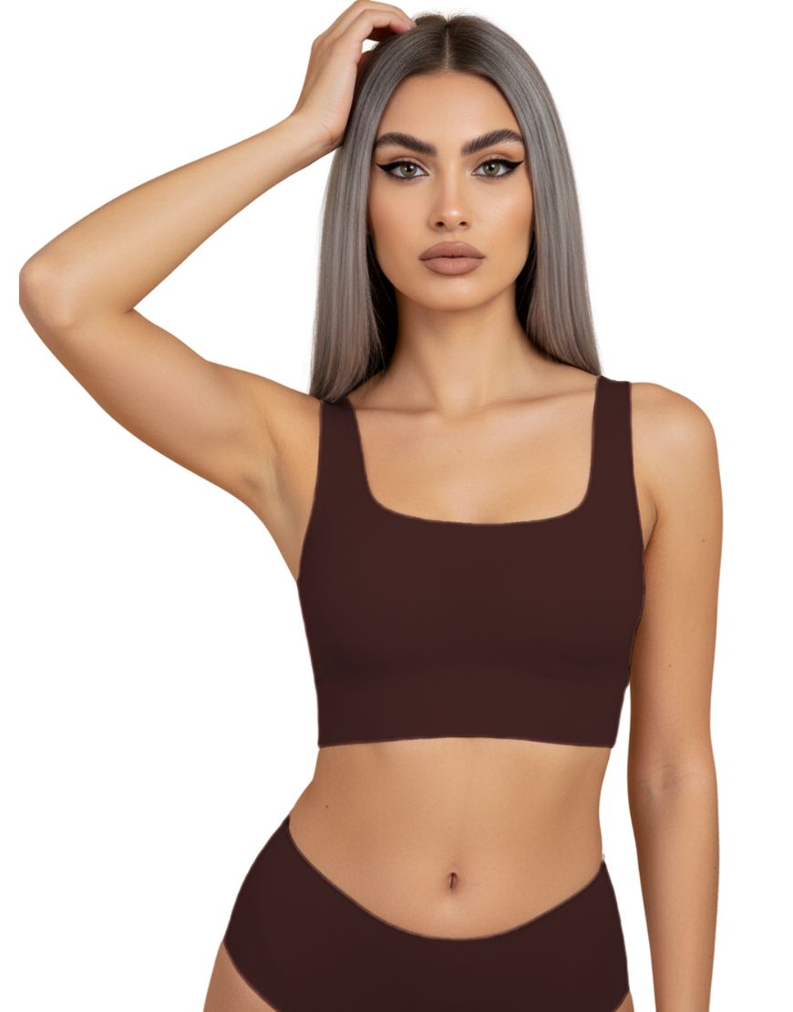 LASER CUT SUPER SOFT BRA SET-DARK BROWN