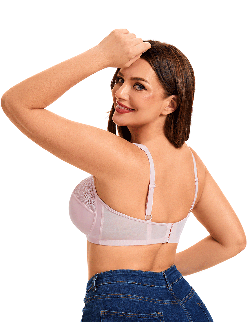 Plus Quattro Support Full-Coverage Wirefree Bra With Side Shaping Panels And Cushioned Straps-QUARTZ PINK