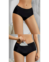 Losha Low-Waist Triple-Layered Period Panty with Pocket BLACK