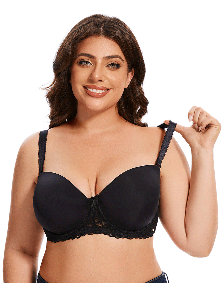 Losha Curvy Lightly Padded strapless Bra-BLACK