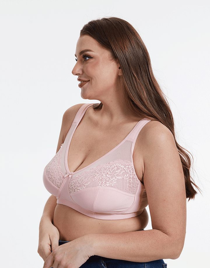 Plus Quattro Support Full-Coverage Wirefree Bra With Side Shaping Panels And Cushioned Straps-QUARTZ PINK