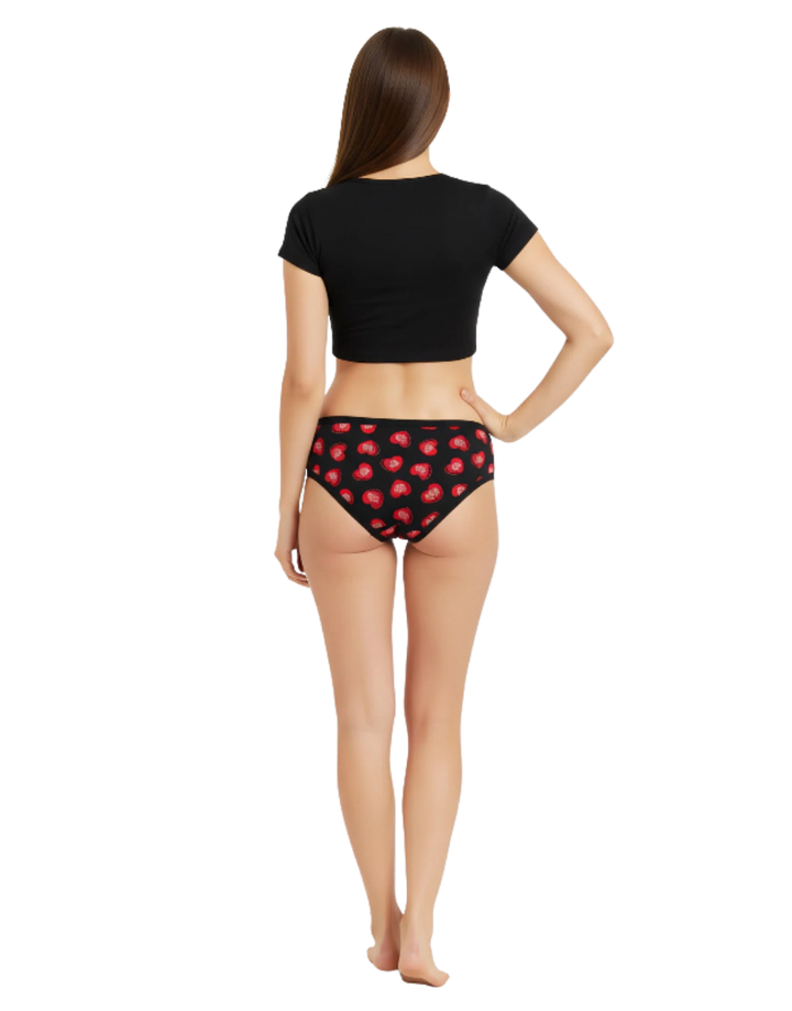 PACK OF 5 SUPER SOFT COTTON STRETCH PRINTED BIKINI BRIEFS -RED HEARTS