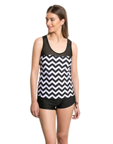 PADDED TANKINI SET-BLACK N PRINT