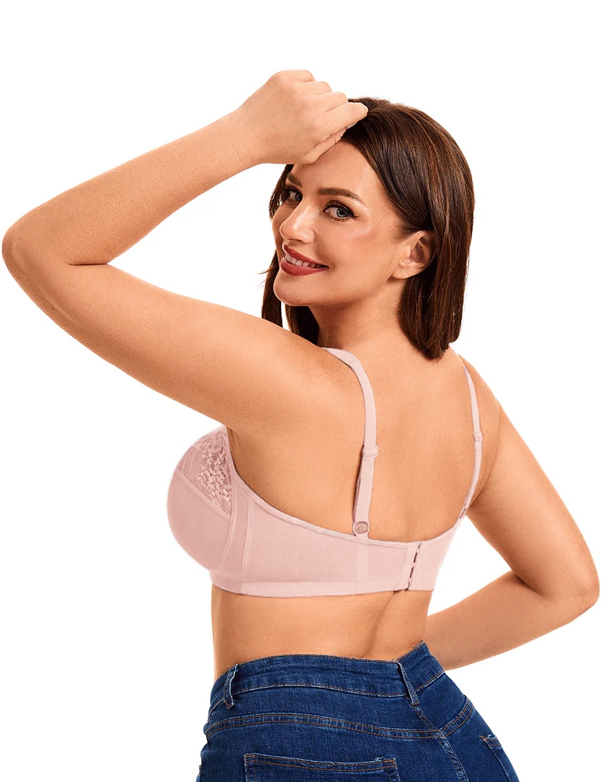 Plus Quattro Support Full-Coverage Wirefree Bra With Side Shaping Panels And Cushioned Straps-QUARTZ PINK