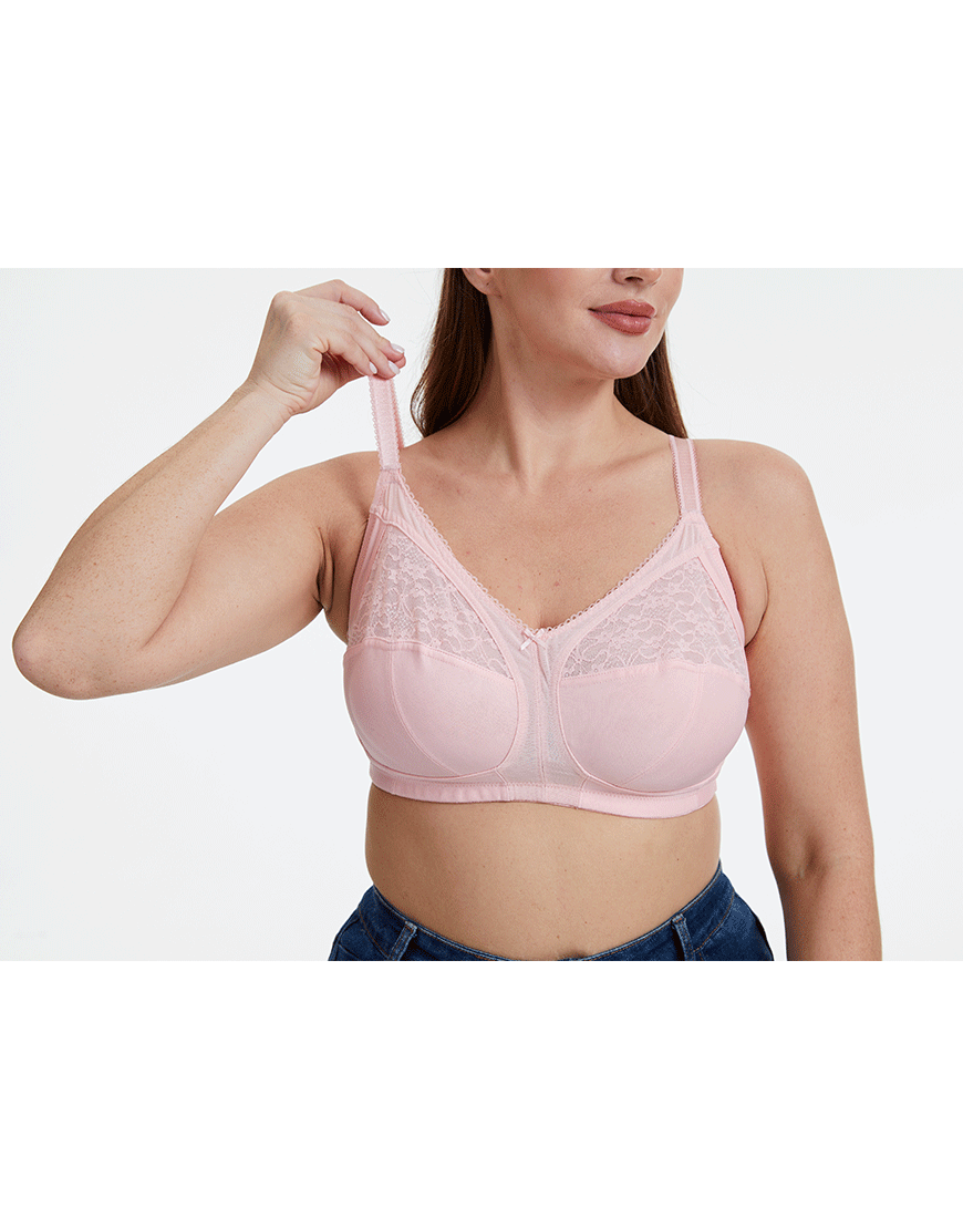 Plus Quattro Support Full-Coverage Wirefree Bra With Side Shaping Panels-QUARTZ PINK