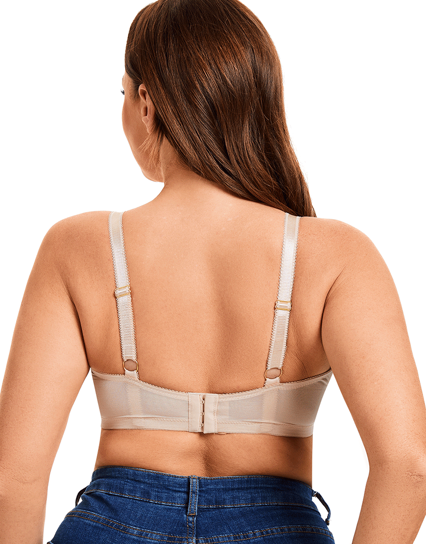 Plus Quattro Support Full-Coverage Wirefree Bra With Side Shaping Panels-TOASTED ALMOND