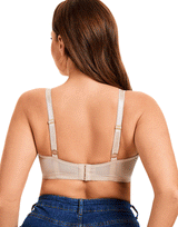 Plus Quattro Support Full-Coverage Wirefree Bra With Side Shaping Panels-TOASTED ALMOND