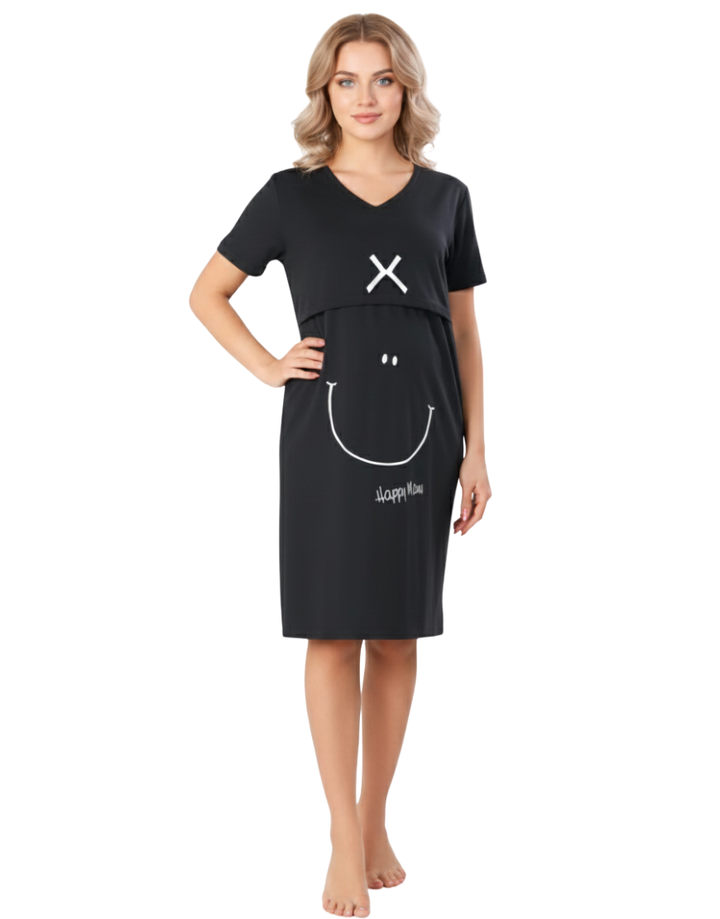Made For Moms feeding night shirt-BLACK