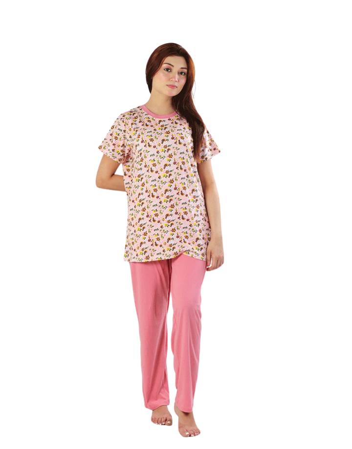 LOSHA COTTON PRINTED TOP & PJ SET- PINK