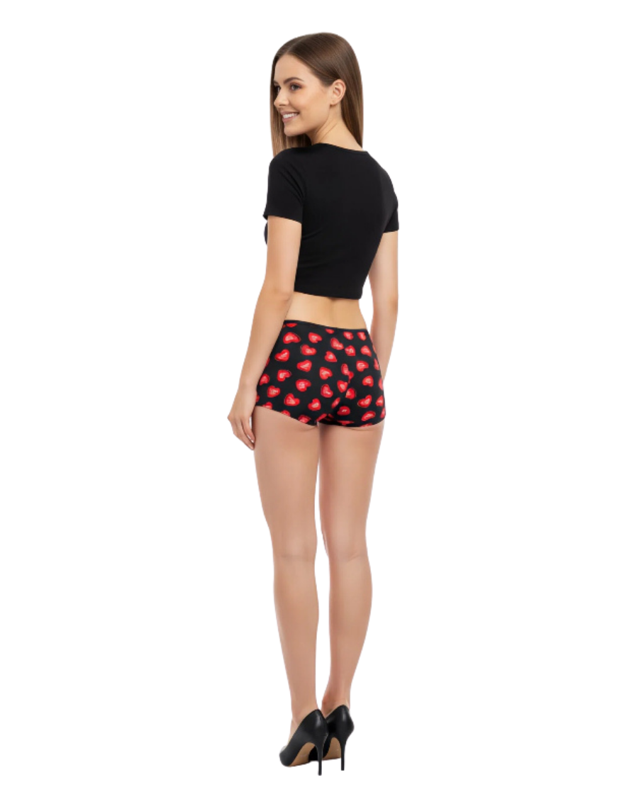 SUPER SOFT BOY SHORTS COTTON BRIEF-RED HEARTS