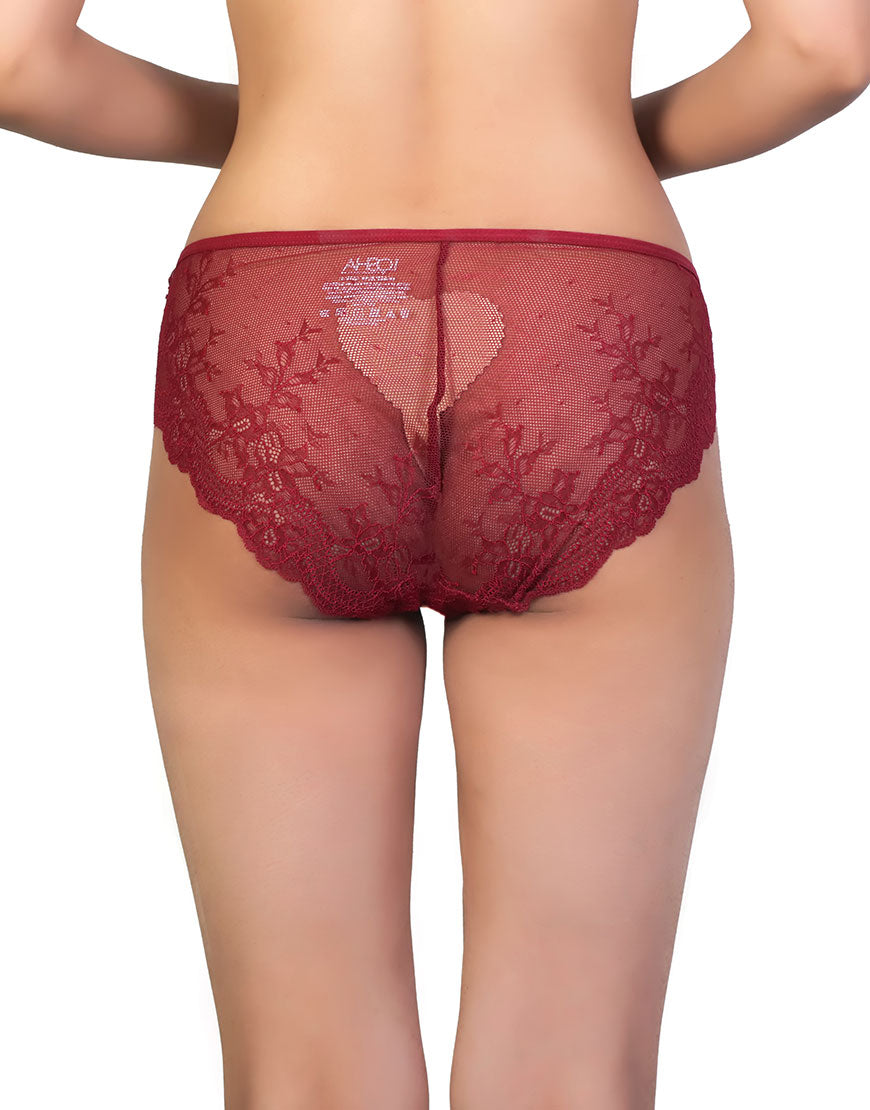 LOSHA LUSH LACE BIKINI BRIEF-MAROON