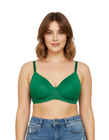 Wireless Go To T-Shirt Bra With a Touch Of Lace-ABUNDANT GREEN