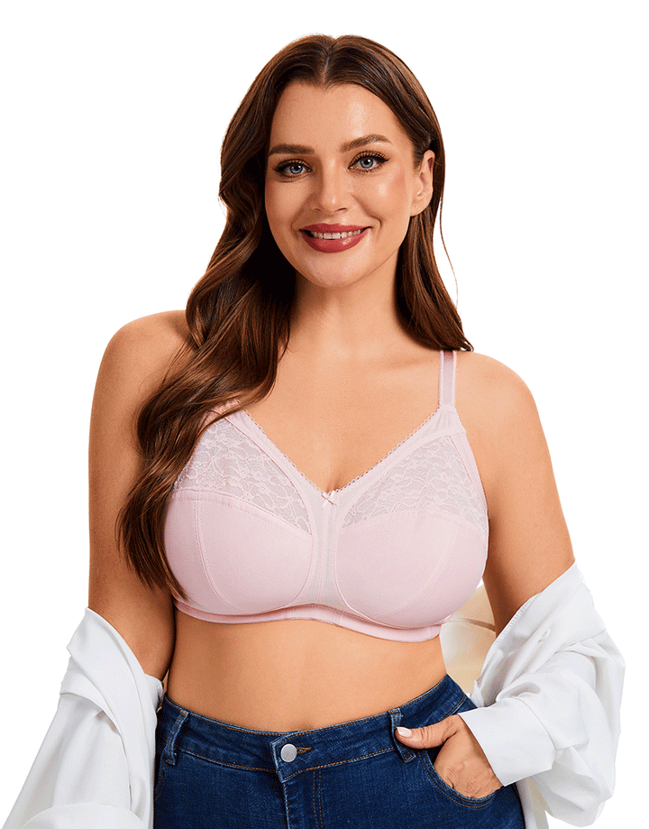 Plus Quattro Support Full-Coverage Wirefree Bra With Side Shaping Panels-QUARTZ PINK