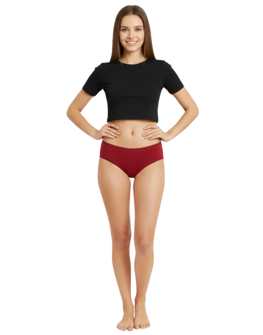 PACK OF 5 SUPER SOFT COTTON STRETCH PRINTED BIKINI BRIEFS -RED HEARTS