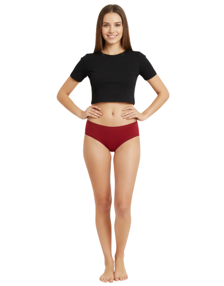 PACK OF 5 SUPER SOFT COTTON STRETCH PRINTED BIKINI BRIEFS -RED HEARTS