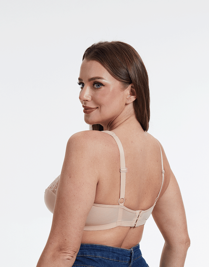Plus Quattro Support Full-Coverage Wirefree Bra With Side Shaping Panels And Cushioned Straps-TOASTED ALMOND