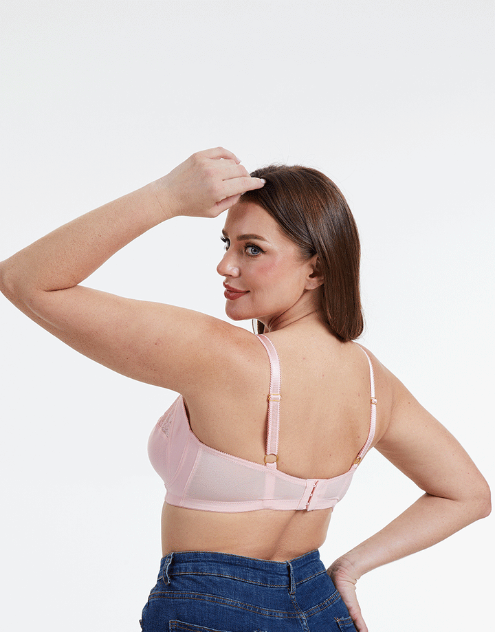 Plus Quattro Support Full-Coverage Wirefree Bra With Side Shaping Panels-QUARTZ PINK
