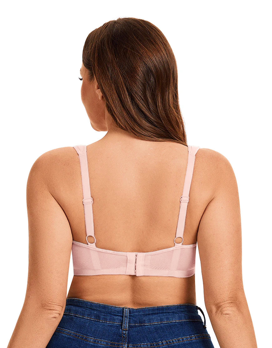 Plus Quattro Support Full-Coverage Wirefree Bra With Side Shaping Panels And Cushioned Straps-QUARTZ PINK