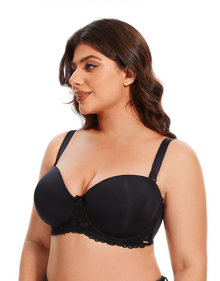 Losha Curvy Lightly Padded strapless Bra-BLACK