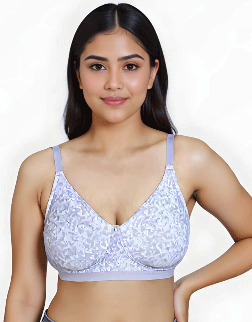 Losha True Curv Double Layered Non Wired Full Coverage Super Support Bra -Purple Print