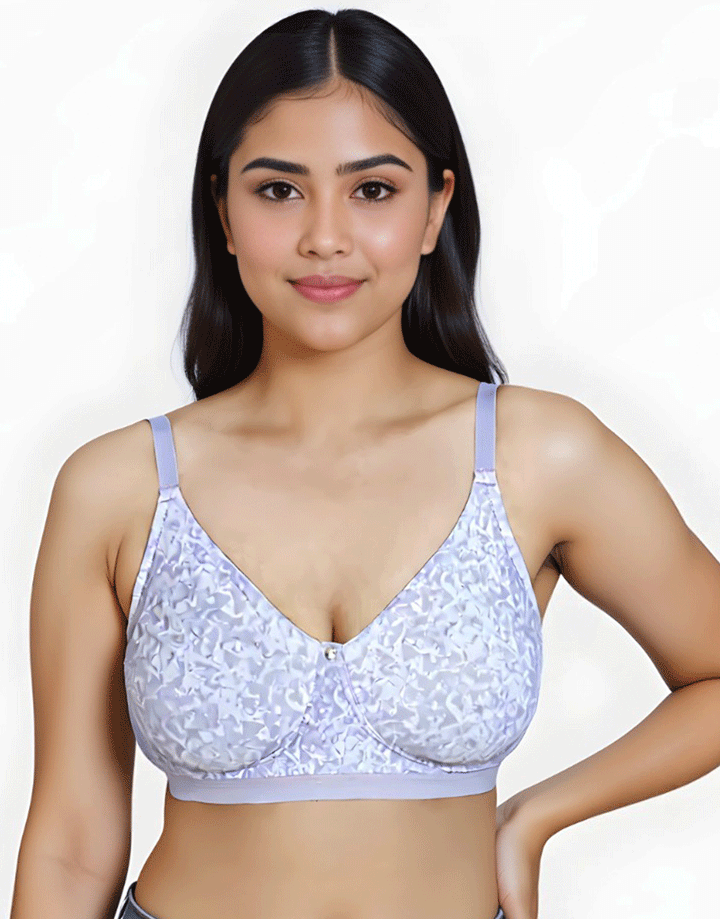 Losha True Curv Double Layered Non Wired Full Coverage Super Support Bra -Purple Print