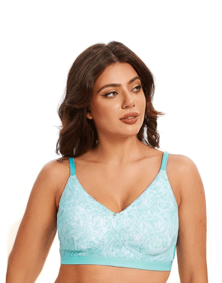 Losha True Curv Double Layered Non Wired Full Coverage Super Support Bra - Green Print