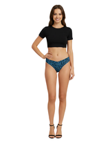 Laser Cut Thong Panty Cheeta Print-Blue