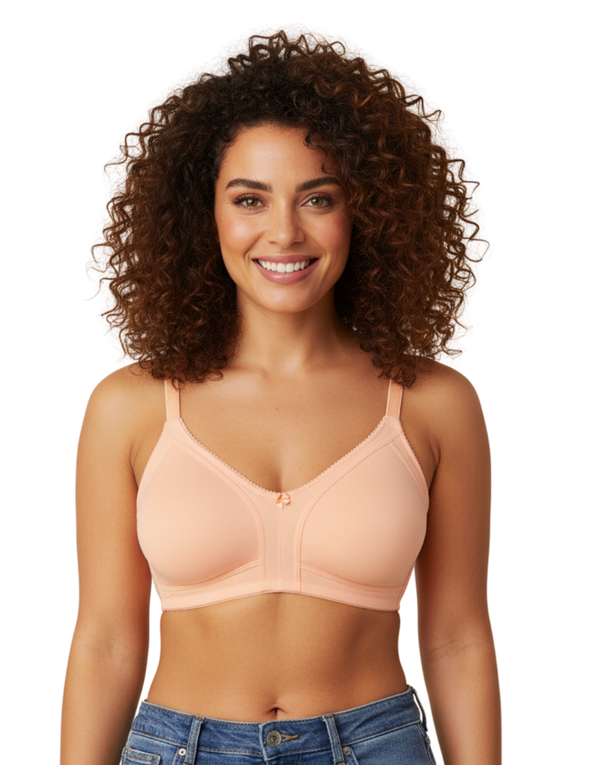 PLUS SIZE SOFT COTTON BRA - SALMON