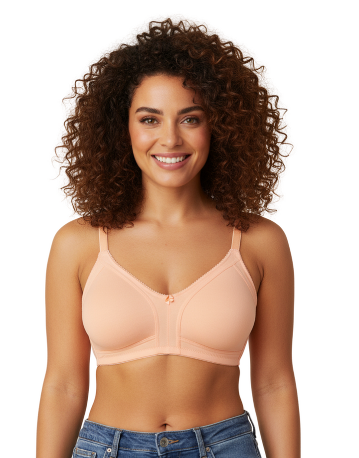 PLUS SIZE SOFT COTTON BRA - SALMON