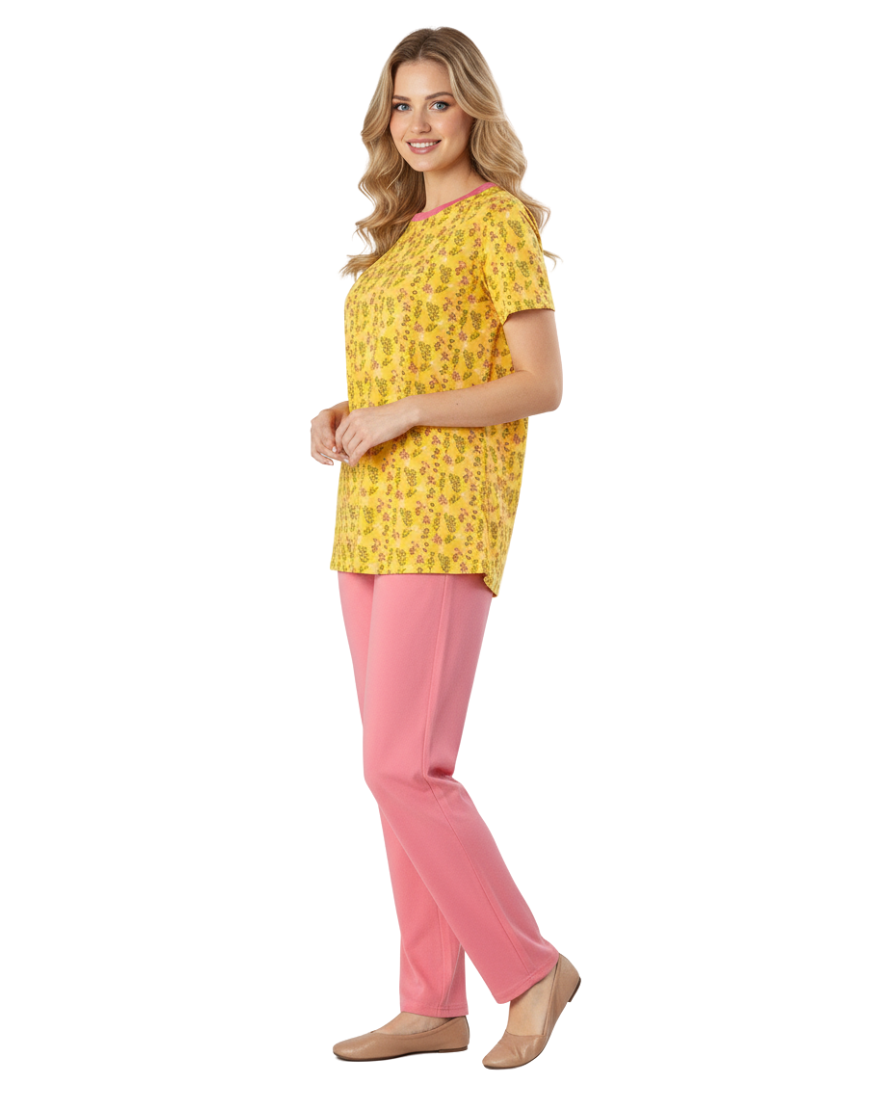 LOSHA COTTON PRINTED TOP & PJ SET-YELLOW