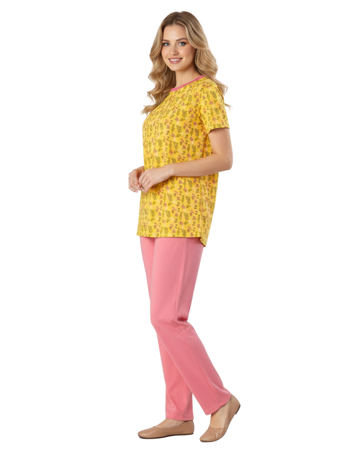 LOSHA COTTON PRINTED TOP & PJ SET-YELLOW