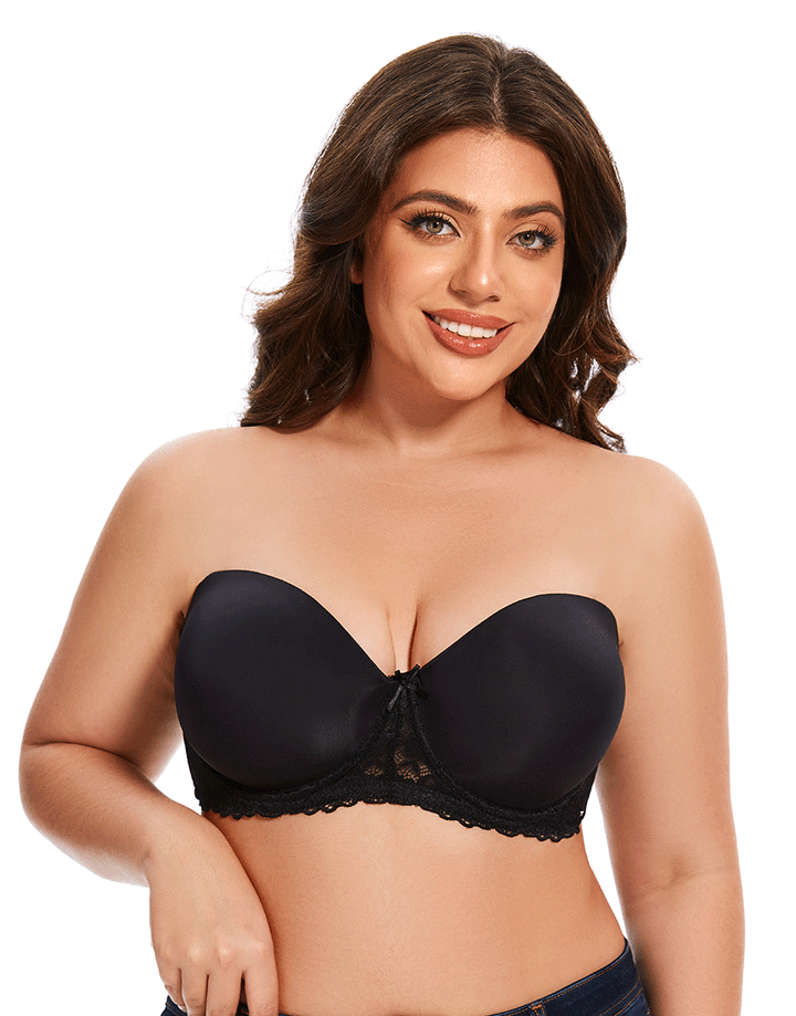 Losha Curvy Lightly Padded strapless Bra-BLACK