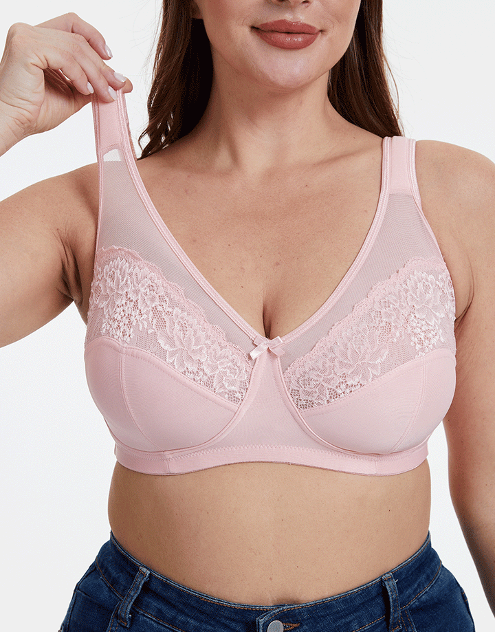 Plus Quattro Support Full-Coverage Wirefree Bra With Side Shaping Panels And Cushioned Straps-QUARTZ PINK