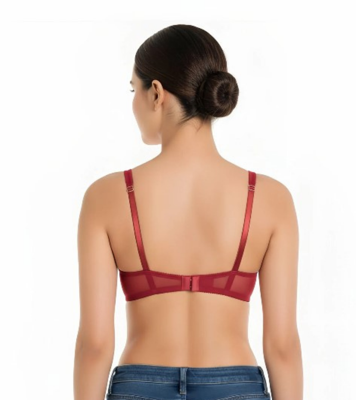 ZEN SERIES GALLOON LACE UNDER WIRED BRA WITH SUPER SOFT LIGHTLY PADDED CUPS-MERLOT