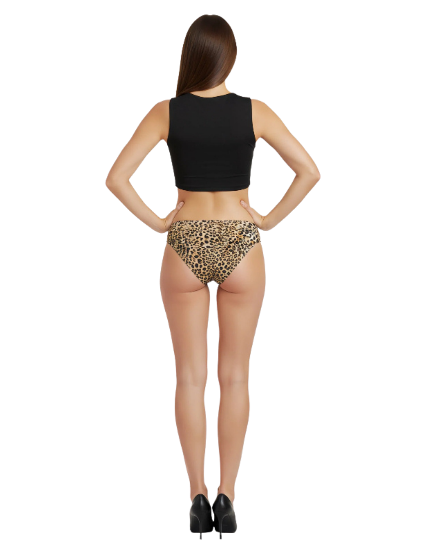 Losha Mid waist Laser Cut Panty  - Cheeta